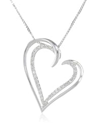 Sterling Silver Diamond Heart Pendant Necklace (1/5 cttw, H-I Color, I2-I3 Clarity), 18"
