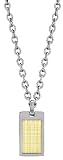 Men's Dog-Tag in Matte Stainless Steel and 18K Gold
