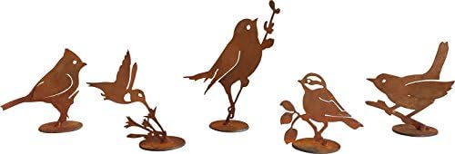 Rustic Bird Set #7 by Rustic Birds; Steel Silhouettes on Bases with Rusted Finish