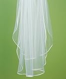 Satin Ribbon Edge Veil - White
