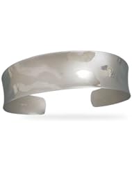 Rhodium Plated Polished and Satin Cuff Sterling Silver Bracelet