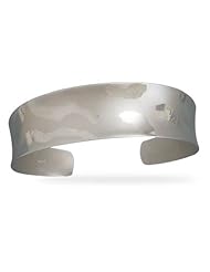 Cuff Bracelet Polished and Satin Concave Rhodium on Sterling Silver Nontarnish