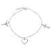 Sterling Silver Religious Themed Link Anklet with Angel, Heart, and Cross Charms