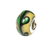 Carat Cache Yellow and Green Venetian Glass European Bead Fits European Charm Bracelets