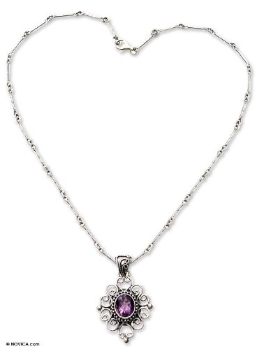 Amethyst necklace Lilac Scroll 18 L