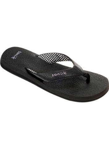 Sanuk Women's Yoga Mat Flip Flop,Ebony,9 M US