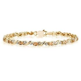 10k Yellow Gold Diamond and Citrine Bracelet by Szul