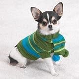Dog Sweater - Chilly Day Dog Sweater with Pom-Pom Scarf - Medium