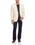 Jones New York Mens 2 Button Side Vent Tan Slim Stripe Sport Coat