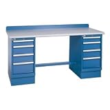 Technical Workbench W/4 Drawer Cabinets, Plastic Laminate Top - Blue