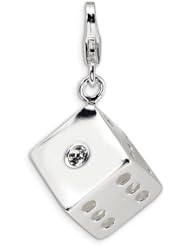 Amore La Vita Sterling Silver 3-D Swarovski Die Charm with Lobster Clasp