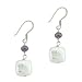 Sterling Silver .925 Iridescent Square Genuine Freshwater Cultured White Black Coin Pearl Dangle Hook Earrings
