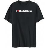 TShirt Mens Black  I Love Floorball Players  Sports Large