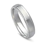 14k White Gold Flat Top Comfort Fit Men's Wedding Band, 5mm