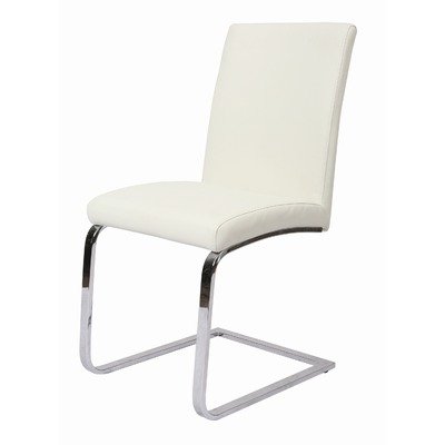 Monaco Side Chair in Chrome Upholstered in Ivory
