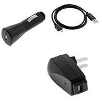 Fosmon Rapid USB Car Charger + USB Home Travel Charger + Sync Tranfer USB Data Cable for Samsung Captivate AT&T Cell Phone