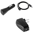 Fosmon Rapid USB Car Charger + USB Home Travel Charger + Sync Tranfer USB Data Cable for Samsung Vibrant SGH-T959 Cell Phone
