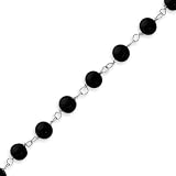 Sterling Silver 18 Inch Polished Onyx Beaded Necklace - 18 Inch