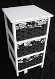 3 DRAW WHITE BATHROOM WICKER STORAGE UNIT CABINET. UNIT: 35x35x64cm (SC09-033S/3 BLK/WHT)