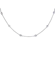 Sterling Silver Diamond By The Yard Necklace 5mm Cubic Zirconia Stones