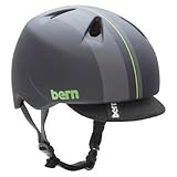 BERN Nino Adjustable Summer Matte Helmet with Visor (Black Racing Stripe, X-Small/Small)