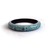 Handpainted Wooden Bangle - Blue Floral