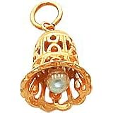 14K Gold Wedding Bell with Pearl Charm