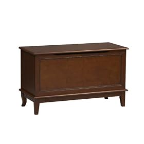 Storage Chest Bench Vertical Slat Design Cherry Finish