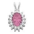 14K White Gold Pink Tourmaline and Diamond Pendant