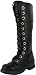 NANA Pole Climber Womens Knee Boot Military Inspired Combat Lace Ups Black Vegan Faux Leather