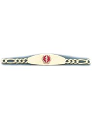 10K Yellow Gold Medical Alert ID Figaro Chain Bracelet - Length 8 Inch