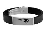 Stainless Steel & Rubber NFL Football New England Patriots Logo ID Bracelet 7