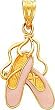 14K Gold Enameled Ballet Slippers Charm
