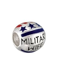 Clevereves Sterling Silver 09.00 mm Kera Military Wife Enamel Bead