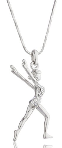 Silvertone with Clear Stones Landing Gymnast 16 Inch Snake Franco Necklace