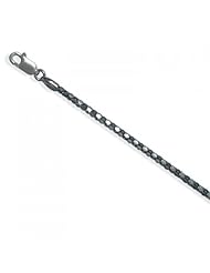 MMA Silver - 16 inch Black Rhodium Plated Popcorn Chain Necklace