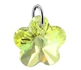 Yellow Swarovski Crystal Flower Pendant Charm with Sterling Silver Bail