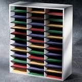 Fellowes 25061 Literature Organizer, Laminate Shell, 36 Letter Size Compartments, Dove Gray