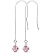 Made with Swarovski Elements� Pink Crystal Sterling Silver 2" Long Threader Ear Wire String Earrings