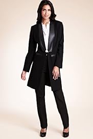 Wool Blend Contrast Midi Coat