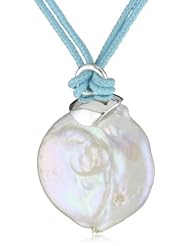 Catherine Canino Sterling Silver Colored Cord and Freshwater Pearl Coin Necklace, 18"