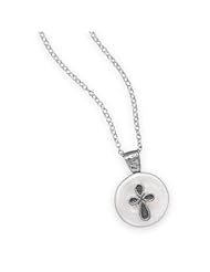 17.5" Cultured Freshwater Pearl with Cross Design Necklace