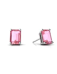 Created Pink Sapphire 14kt White Gold Stud Earrings