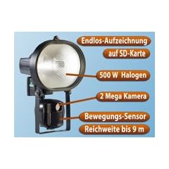 VisorTech 500W Halogenstrahler mit SD-Color-Kamera & Bewegungsmelder