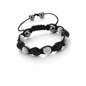 Bling Jewelry Shamballa Bracelet Unisex Black Swarovski Crystal Beads 12mm