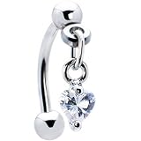 Top Down Clear Gem Dangle Heart Eyebrow Ring