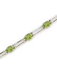 14K White Gold Oval Peridot Bracelet