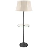 Royce Lighting RLFL5034/1-43 1-Light Outdoor Floor Lamp with Beige Fabric Shade, Dark Wood