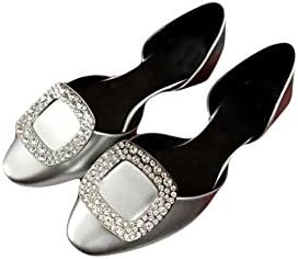 CHRIS HEELS Nappa Shiny Silver Black Ballet Flats Miss Mars Veau Velours Shoes for Women