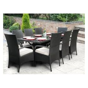 Kingston 8 Seater All Weather Black Outdoor Rattan Dining set. **ORDER NOW FOR DELIVERY WEEK COMMENCING 27TH SEPTEMBER**